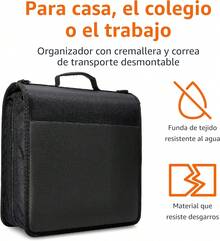 Basics - Carpeta duradera de 3 anillos con cierre, almacenamiento resistente para mantener los documentos organizados,.6, negro - Azul - Ver 7