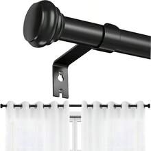 Barra de Cortina ajustables 91 a 220cm, Cortineros para ventanas, Barras de Cortina para Ventanas, Juego de Barras de Cortina con Soportes y Tapas Decorativas, Facil de instalar 36 - 88 - 36-88" - Ver 1