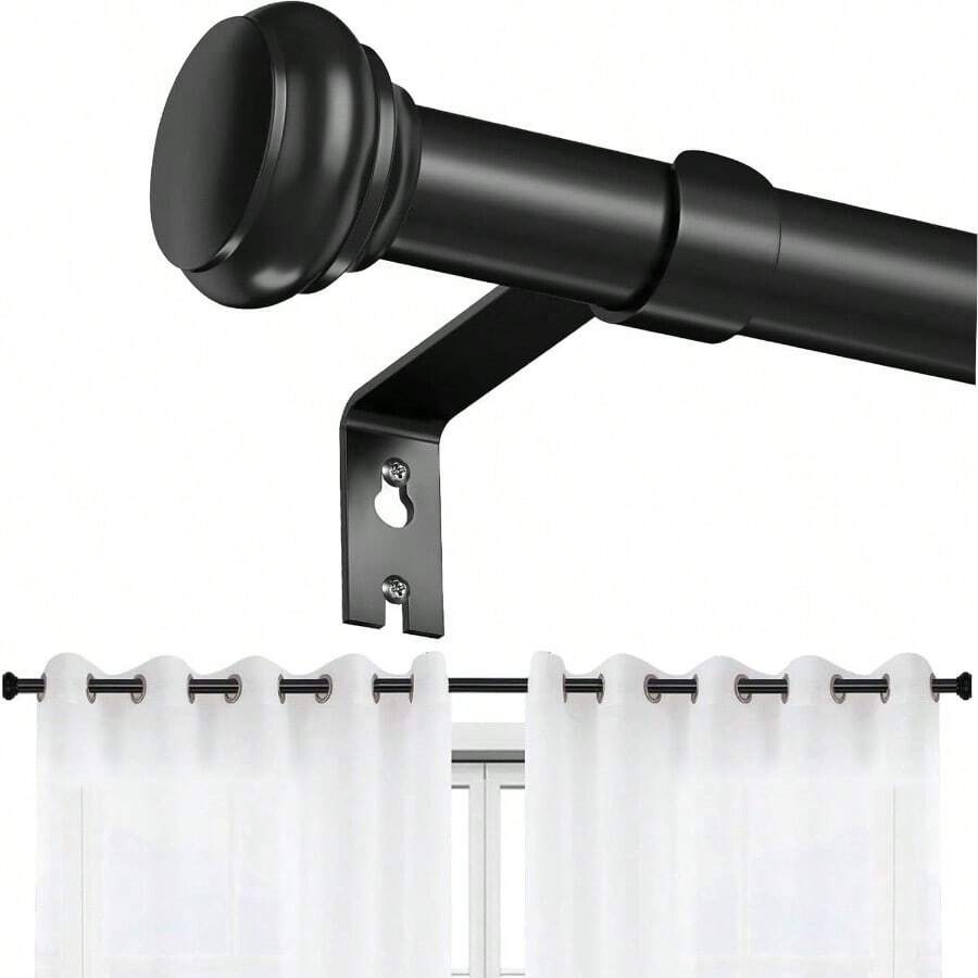 Barra de Cortina ajustables 91 a 220cm, Cortineros para ventanas, Barras de Cortina para Ventanas, Juego de Barras de Cortina con Soportes y Tapas Decorativas, Facil de instalar 36 - 88 - 36-88" - Ver 1
