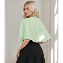 Women's Soft Chiffon Capelets Shawls And Wraps For Evening Wedding Cape Bole Cover Up{"Color_name":"SageGreen"} - 鼠尾草綠 - 查看 7