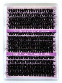 HBZGTLAD 15 khay 280 cụm lông mi giả mịn 60+80+100 sợi 0,07mm, lông mi chồn tổng hợp mịn, độ dài hỗn hợp 12-20mm, mi riêng lẻ 5D của Nga, trang điểm lông mi giả dày rậm cụm - màu đen - Xem 17