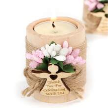 1/6/12 件木制蜡烛套装，适用于婚礼餐桌中心装饰、婚礼、洗礼礼物、婴儿生日派对回礼、新娘送礼会婚礼回礼、家居装饰 - 彩色 - 查看 6