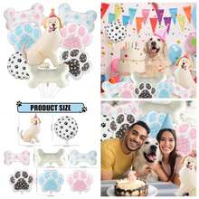 Globos de para Mascotas - Set de 8 Piezas con Diseos de Perros, Huesos y Huellas en Rosa, Azul, Negro - Decoracin para Cumpleaos de Perros y Fiestas Temticas - inicial - Ver 1