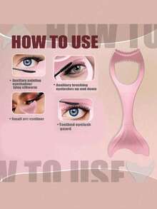 3-In-1 Detachable Eyelash Tool Set, Includes Eyelash Mascara Protector, Eyeliner Template, Eyeshadow Template, Pink Eyelash Curler, Wing Eyeliner Pen, Mermaid Eyelash Mascara Protector, Silicone Eyelash Separator, Reusable Makeup Eyelash Tools, Multi-Functional Eye Makeup Assist & Protect Tools, Detachable Pink Eyelash Helper, Beauty Makeup Tools, Eyelash & Eyeliner Drawing Auxiliary, Eyelash Card