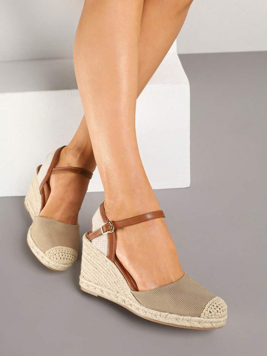 Sandales espadrilles Vices avec talon compensé tressé - Kaki - Voir 1