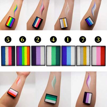 Rainbow Water-Soluble Face & Body Painting Makeup, Vivid Multi-Color Combination, Suitable For DIY Body Art, Rainbow Festivals, Halloween, Christmas, Holiday Parties, Carnivals, Gatherings, Stage Performances