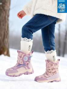 DDXDR Un par de botas de invierno para niñas, con forro de felpa cálido, impermeables y antideslizantes. Diseño de slip-on adecuado para niñas pequeñas y mayores. Ideales para jugar en la nieve, salidas con lluvia, la escuela y ocasiones casuales diarias.
