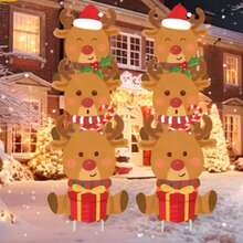 2pcs Reindeer Christmas Yard Decor - Holiday Garden Decorations, Outdoor Decor For Festive Occasions