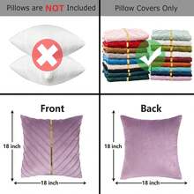 Navy Blue Velvet Throw Pillow Covers 18 X 18 Inch Pack Of 2 With Gold Leather Decor For Couch, Luxury Modern Pillowcases For Living Room, Bedroom Sofa Cushion Bed - 紫色 - 查看 11