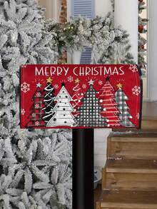 1PC Christmas Outdoor Mailbox Cover, Xmas Tree/Snowman/Santa Claus/Cute Puppy Printed Decor, Durable Fiber Material For Holiday Garden Yard & Party Decoration