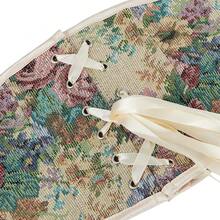 SHYMMUO Women Floral Underbust Corset Belt Lacing Up Waist Trainer Corset Top For Renaissance Steampunk Pirate Costume{"Size_name":"Medium","Color_name":"Beige"} - 米色中 - 查看 7