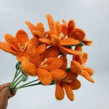 onEternal Handmade Crochet Tulip Flower Branch Eternal Flower Yarn Flower Home Decor Gift Floral Bouquet