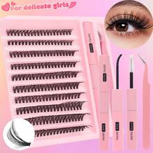 Nối mi chùm kèm nhíp Bond&Seal Mi riêng lẻ DIY Độ dài mi hỗn hợp 30D40D50D Chùm mi mềm mại tự nhiên để trang điểm tại nhà - Hồng - Xem 21