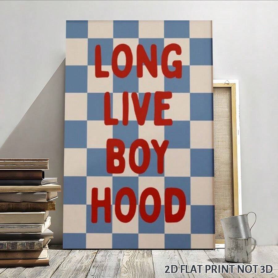 1pc Long Live Boyhood  Framed Wall Art - Canvas Prints Poster, Ready To Hang - Home Decor, Ideal For Home, Office Wall Decor, Family Gift, Living Room Bedroom Wall Decor - 彩色 - 查看 1