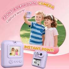 4800MP 即时打印儿童相机套装，包含 32GB 存储卡，支持 1080P 高清，独特的涂鸦照片打印功能，适合 6-12 岁儿童，是理想的圣诞节、感恩节、开学礼物。