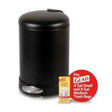 Glad - cubeta de basura pequeño de 1.2 galones | cubeta de basura redondo de acero inoxidable con tapa de cierre suave y pedal de pie | Cesta de basura de metal negro con cubeta interior extraíble,(Negro mate) - Tipo 1 - Ver 6