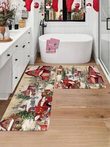 1 pieza Felpudo decorativo navideño, alfombra de entrada, alfombra de pasillo, adecuado para decoración navideña en cocina, sala de estar, patio, dormitorio, gran regalo de Navidad