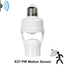 E27 Motion Sensor Switch Lamp Base, Adjustable Delay Switch, Lights Up When People Approach, White Base, Easy Installation, Suitable For Home Use, No Battery Required Light Fixture Conversion Socket