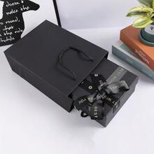 10 Pcs Luxury Black Gift Bags With Tissue Paper For Men Groomsmen Proposal 20x10x28cm Kraft Paper Bags With Handles Bulk