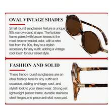 Women's Retro Oval Sunglasses, Stylish Small Retro Round Sunglasses, UV Protection - Multicolor - View 4