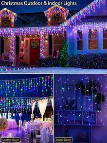 Solar Snowflake Icicle String Lights, 97/160 LED 16/27 Strands Christmas Lights For Indoor/Outdoor, IP65 Waterproof With 8 Modes Eave Lights, Suitable For Christmas, House, Garden, Trees, Yard, Stairs, Roof,Festival ,Party Decorations (Warm White/Multicolor/White)