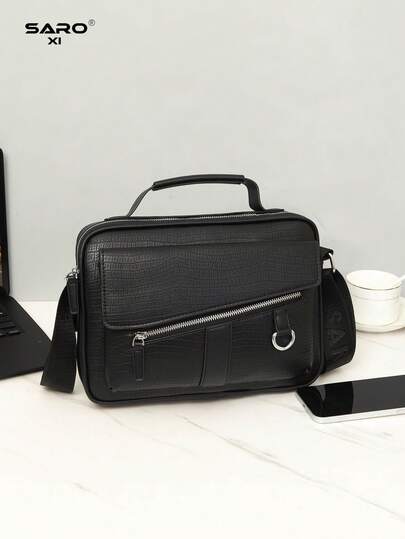 saroxi 男士休闲单肩斜挎包，时尚商务通勤包，适合开学季，送给年轻人的礼物