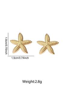 2pcs Minimalist Stainless Steel Starfish Design Earrings For Women, Suitable For Daily, Vacation, Date, Couple Gift