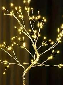 1 Stück LED Kupferdraht Baum Licht - USB & Batterie betrieben, warmweißes Licht, USB oder Batterie betrieben (USB-Kabel enthalten, Batterien nicht enthalten), Weihnachts-Innenbeleuchtung, Nachtlicht für Kinderzimmer, Feiertags-Dekoration für Halloween/Weihnachten, Heimdekoration, Wanddekoration, Küchendekoration, Spielzimmer-Dekoration, Party-Dekoration - Baumlicht aus Kupferdraht - Übersicht 5