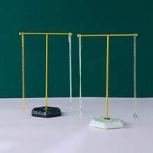 YIQFOCA 2 Pack Jewelry Stand Necklace HolderTBar Plated Metal Tabletop Jewelry Organizer Tower Necklace And Bracelet Hanging Organizer For Show Jewelry Bangles Rings Earrings White+Black