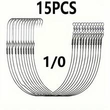 15 件高品质钢鱼钩 - 长柄，耐用黑线，带 O'Shaughnessy 锻造鱼钩，适合海钓和咸水钓鱼 - D - 查看 11