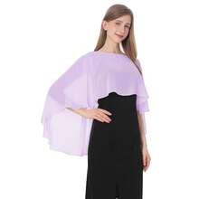 Baoqiya Women's Capelet Shawls And Wraps For Evening Dresses Soft Bridesmaid Shawl Chiffon Cape Wedding Cover Up{"Color_name":"Lavende"} - 低的 - 查看 1