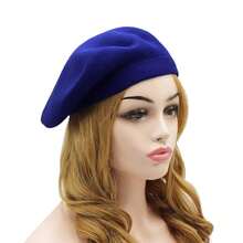 Wheebo French Beret Hat,Reversible Solid Color Cashmere Beret Cap For Womens Girls Lady Adults{"Size_name":"Medium","Color_name":"Sapphire"} - Multicolor17 - View 3
