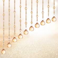 Arched Crystal Beaded Curtain Fringe Hippie Room Divider Hanging Door String Curtain For Doorway Window Hallway Home Decor - Champagne - View 6