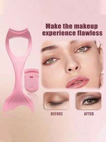 3-In-1 Detachable Eyelash Tool Set, Includes Eyelash Mascara Protector, Eyeliner Template, Eyeshadow Template, Pink Eyelash Curler, Wing Eyeliner Pen, Mermaid Eyelash Mascara Protector, Silicone Eyelash Separator, Reusable Makeup Eyelash Tools, Multi-Functional Eye Makeup Assist & Protect Tools, Detachable Pink Eyelash Helper, Beauty Makeup Tools, Eyelash & Eyeliner Drawing Auxiliary, Eyelash Card
