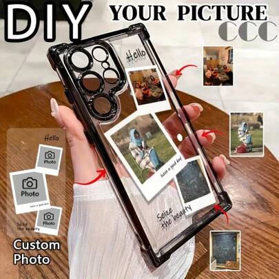 3pcs Custom Photo Album Protective Case - 4 Corner Reinforced Electroplated Soft Shell Black & Silver | Shock-Resistant Flexible Design For Galaxy S25/24/23/22/21/20/M53/33/23/A73/55/53/52/51/42/35/34/33/32/25/24/23/22/15/14/13/12/06/05/04/03/02/56/36/26