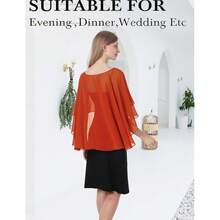 Baoqiya Women's Capelet Shawls And Wraps For Evening Dresses Soft Bridesmaid Shawl Chiffon Cape Wedding Cover Up{"Color_name":"Caramel"} - Caramel - 查看 7