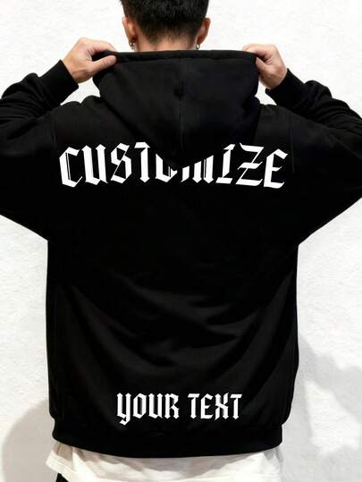 Personalized Text Customization Men's Hooded Sweatshirt, Customize Your Text/Name/Blessing/Holiday/Anniversary Text, Personalized Text Customization, Birthday/Valentine's Day/Father's Day/Party Anniversary/Birthday Gift Customization, Valentine's Day Personalized Customization, Gift For Him/Her Black Top, Men's Thermal Lined Sweatshirt, Autumn And Winter Thermal Lined Casual Pullover Hooded Sweatshirt, Men's Black Top Jacket, Party Season Clothing, Best Friend Gift, Team Uniform/Outdoor Clothing/Class Uniform/Sports Clothing Customization, Autumn And Winter Men's Tops.