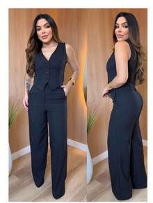 Tailoring Set Vest With Pants  Fashion - 黑色 - 查看 1