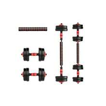 COSHANO Mancuernas Pesas De Disco 7.5kg + 7.5kg 15kg Total Con Barra Fitness Musculación Gimnasio Plásticas 2 en 1 - Negro - Ver 4