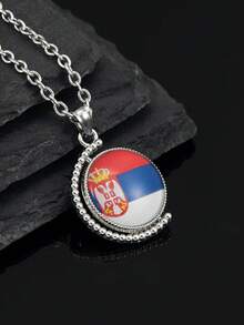 1 Pc Of National Flag Pendant Necklace For Men And Women Couple Lovers , Daily And Street Style National Day Celebration Wearing, Feast Festival Birthday Gift For Brothers Classmates Boyfriend Girlfriend, Retro Unique Traditional Celebrity Style Jewelry - National Flag - View 46