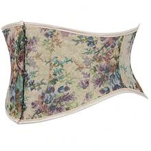 SHYMMUO Women Floral Underbust Corset Belt Lacing Up Waist Trainer Corset Top For Renaissance Steampunk Pirate Costume{"Size_name":"Medium","Color_name":"Beige"} - 米色中 - 查看 3