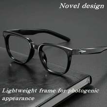1pc Square Glasses, Non-Prescription Glasses, Fashionable Square Glasses, Simple Design, Decorative Glasses, Suitable For Daily And Business Wear, Eyewear, Black Glasses, YK2 Style Rectangular Glasses - Màu đen sáng - Xem 5