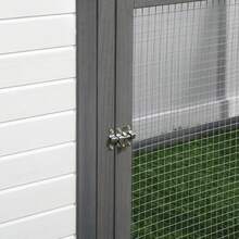 Bantam Chicken Coop, Winter-Proof Chicken House With Run, Perches, Nesting Box, Pinewood, Grey And White, 196 X 76 X 97 Cm