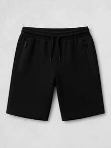 Men's Bermuda Shorts With Elastic, Adjustable Drawstring And Zippered Pockets – Casual Workout And Gym - Black - View 1