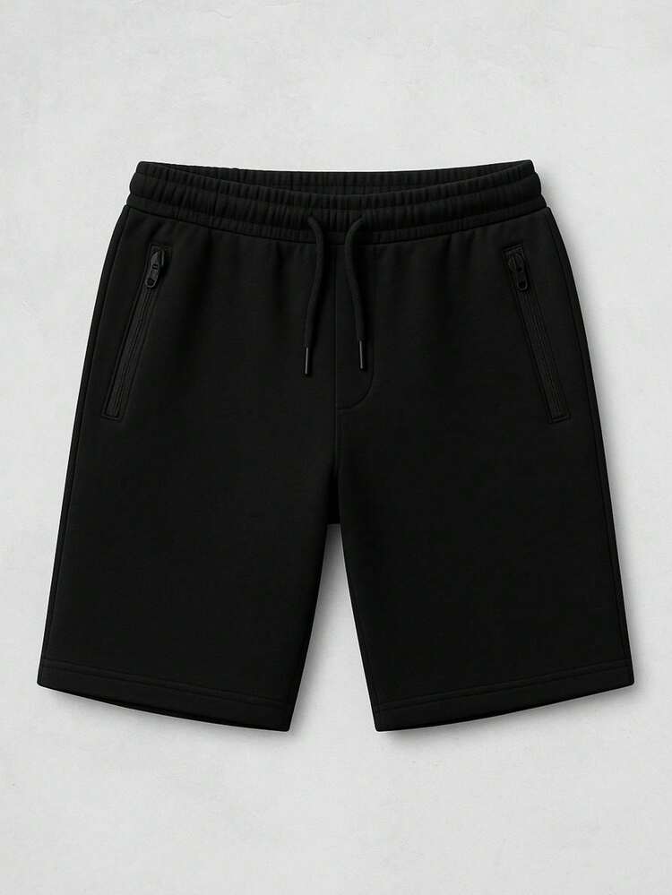 Men's Bermuda Shorts With Elastic, Adjustable Drawstring And Zippered Pockets – Casual Workout And Gym - Negro - Añade 1