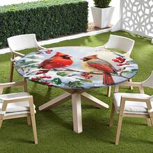 Water-Resistant Round Tablecloth With Elastic Edge For 40-44" Tables - Gift-bird 2 - View 2