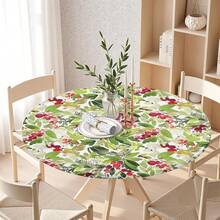 Water-Resistant Round Tablecloth With Elastic Edge For 40-44" Tables - Gift-holly Fruit - View 7