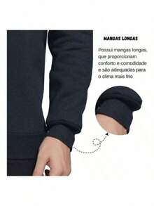 Kit 2 Men's Plain Crew Neck Sweatshirt Unisex Cotton Cold Weather Top - 黑色/白色 - 查看 5