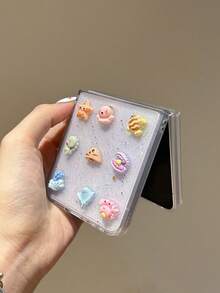 1pc Fashionable And Simple Drop Glue Ocean Element Folding Phone Case, Can Protect And Prevent Falling: Galaxy Z Flip 3/Z Flip 4/Z Flip 5/Z Flip 6/Z /Galaxy Z Flip7 FE