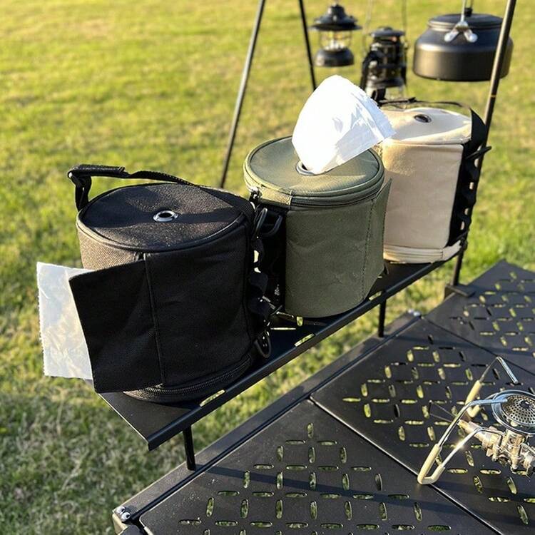 Hanging Toilet Paper Holder Waterproof Tissue Holder With Adjustable Strap Portable And Foldable Roll Storage Bag For Camping Wall Car Tent Home Office Black - 黑色 - 查看 5